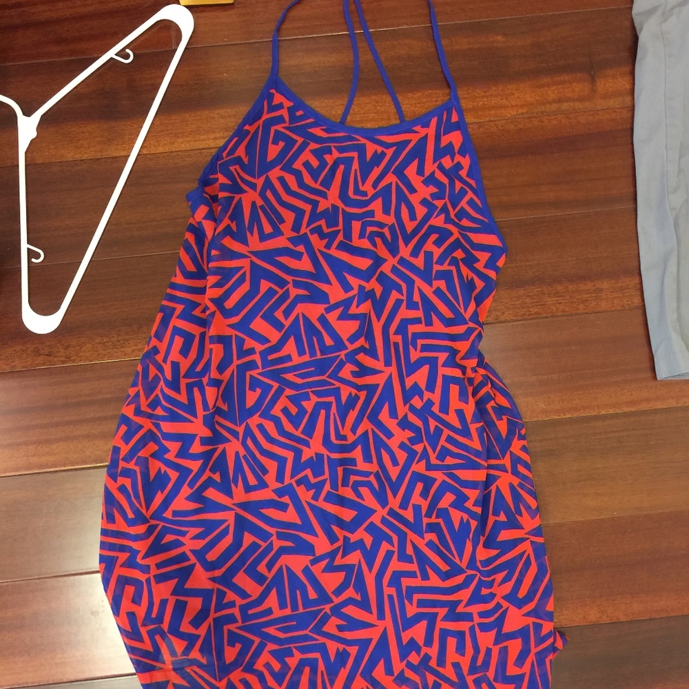 Black Bead Graphic Flowy Dress Size M